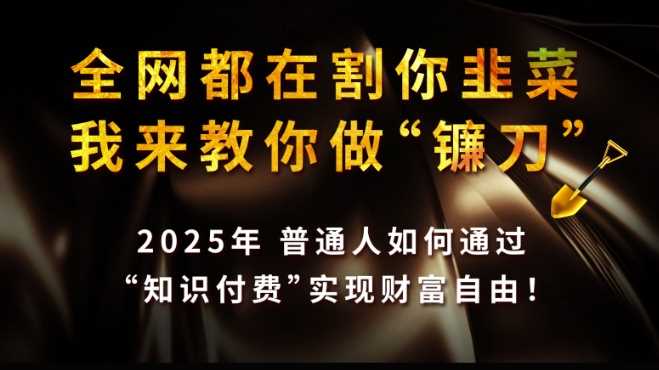 全网都在割你韭菜，我来教你做镰刀,2025普通人如何通过知识付费，实现财F自由【揭秘】-巴七创客网