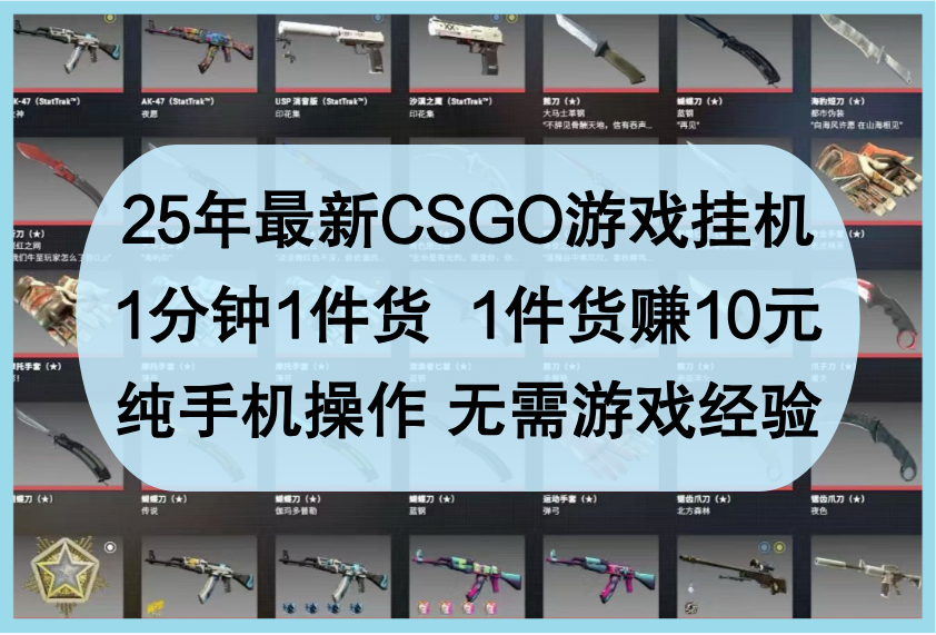 25年最新CSGO游戏挂机，1分钟1件货，1件货赚10元，纯手机操作，无需游戏经验-巴七创客网