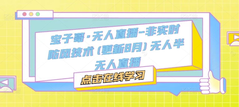 宝子哥·无人直播-非实时防风技术(更新25年5月)无人半无人直播-巴七创客网