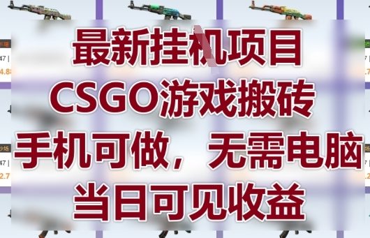 最新挂G项目，CSGO游戏搬砖，手机可做，无需电脑，当日见收益【揭秘】-巴七创客网