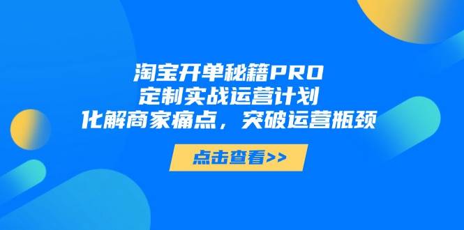 （14642期）淘宝开单秘籍PRO，定制实战运营计划，化解商家痛点，突破运营瓶颈-巴七创客网