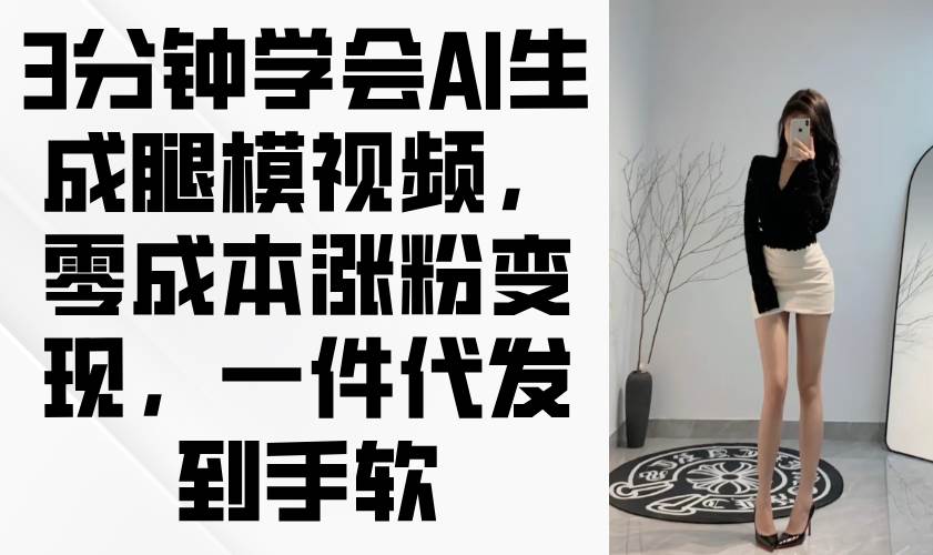（14537期）3分钟学会AI生成腿模视频，零成本涨粉变现，一件代发到手软-巴七创客网