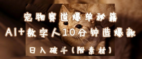 宠物赛道爆单秘籍：AI+数字人10分钟造爆款，日入1k-巴七创客网